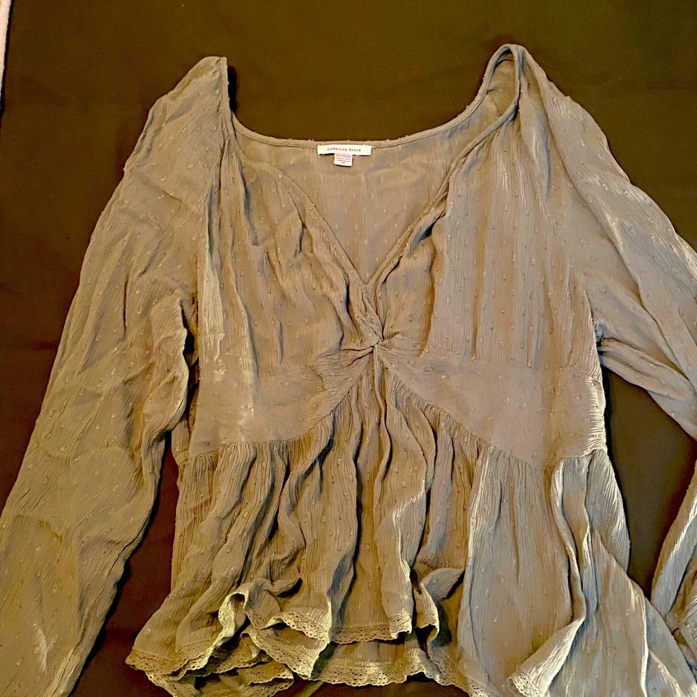 Boho green flowy top